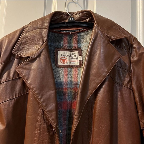 Sears The Leather Shop Jacket Flannel Lining 1970s Vintage Size 40 Winter Coat - Picture 2 of 11